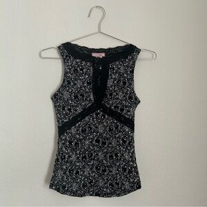Vol.1 Y2K Black & Silver Floral Lace Top
